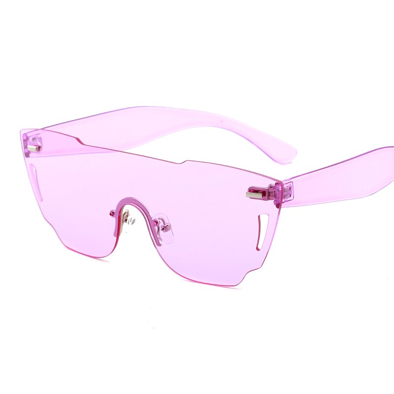 Oversized Randloze Zonnebril Vrouwen groen wit roze geel grote frameloze dames zonnebril retro festival bril: c4