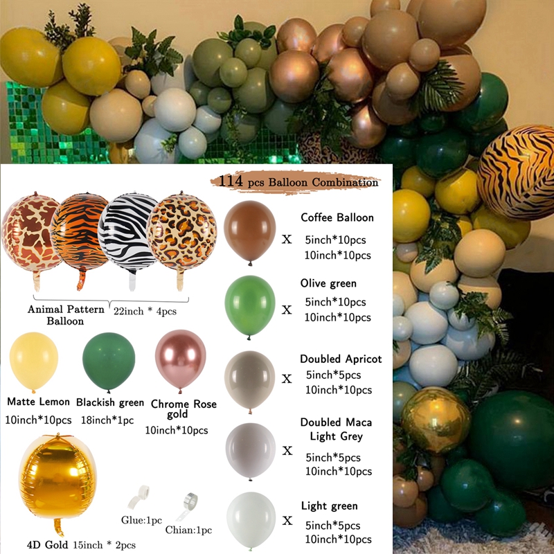 Dier Patroon Wegwerp Servies Decor Jungle Safari Party Leopard Ballon Verjaardag Party Decor Kids Jungle Feestartikelen: 114pcs ballon 3