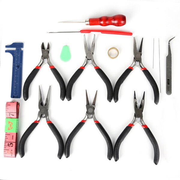 Jewelry Pliers Tools Set Equipment/Needle Nose Pliers/Beads Measure For Jewelry Making Handmade (rolling eye pin head pin) F2681: TQA006-ST