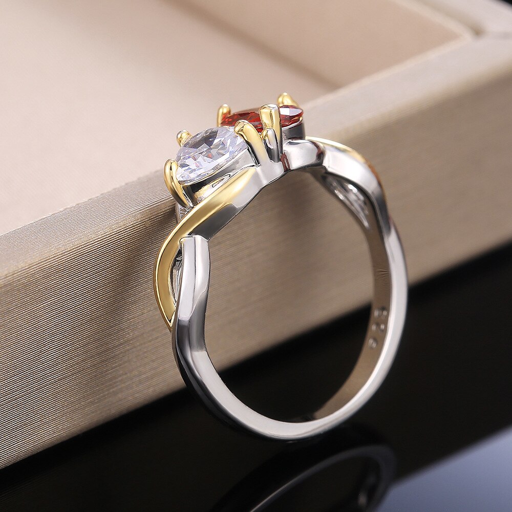 Luxe Hart Steen Ronde Zirconia Crystal Vrouwen Liefde Trouwringen Brilliant Huwelijk Ceremony Bridal Ringen Statement Sieraden