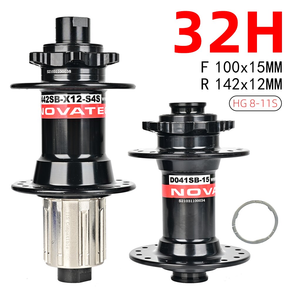 Novatec Hub 28H 32H 36H MTB hub D041SB D042SB freno de tarjeta de disco bujes de bicicleta de montaña bujes de bicicleta 4 rodamientos HG 8 -11 velocidades rojo negro