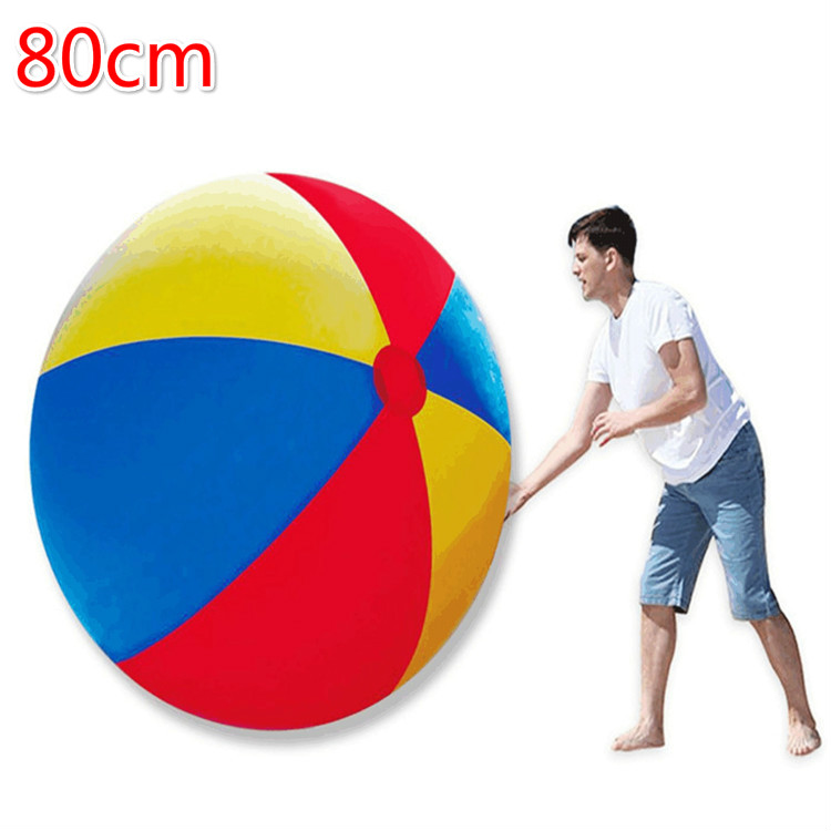 80 cm/100 cm gigante inflable pelota de playa grande de tres colores grueso PVC agua voleibol fútbol al aire libre de juguetes de los niños: 80cm