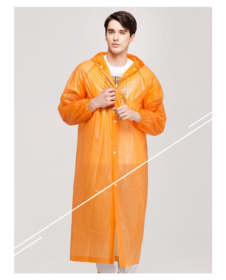 Universal Transparent Men Raincoat Rain Cover Poncho Travel Women Rainwear Waterproof Camping Hooded capa de chuva Impermeable: Orange