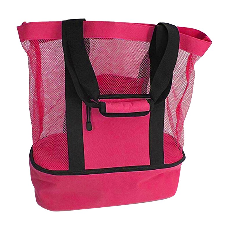 2 in 1 Cooler Picnic Bag Beach Bag Oversized Lightweight Mesh Beach Tote Bag Summer Storage Travel For Outdoor Beach