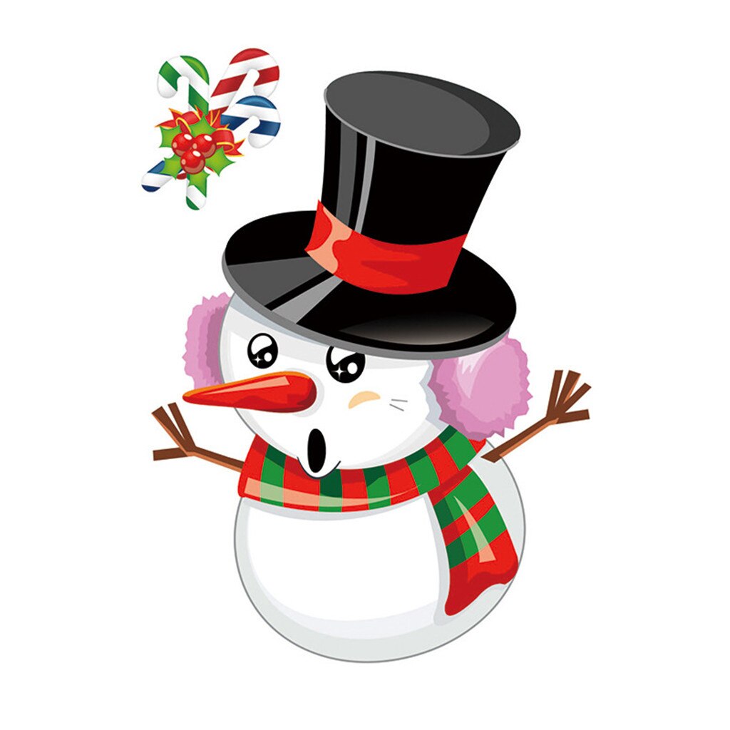 Merry Christmas Window Wall Sticker Decals Snowflake Santa Claus Home Xmas Home Decor Decal Adhesive Year Glass Mural#f: H