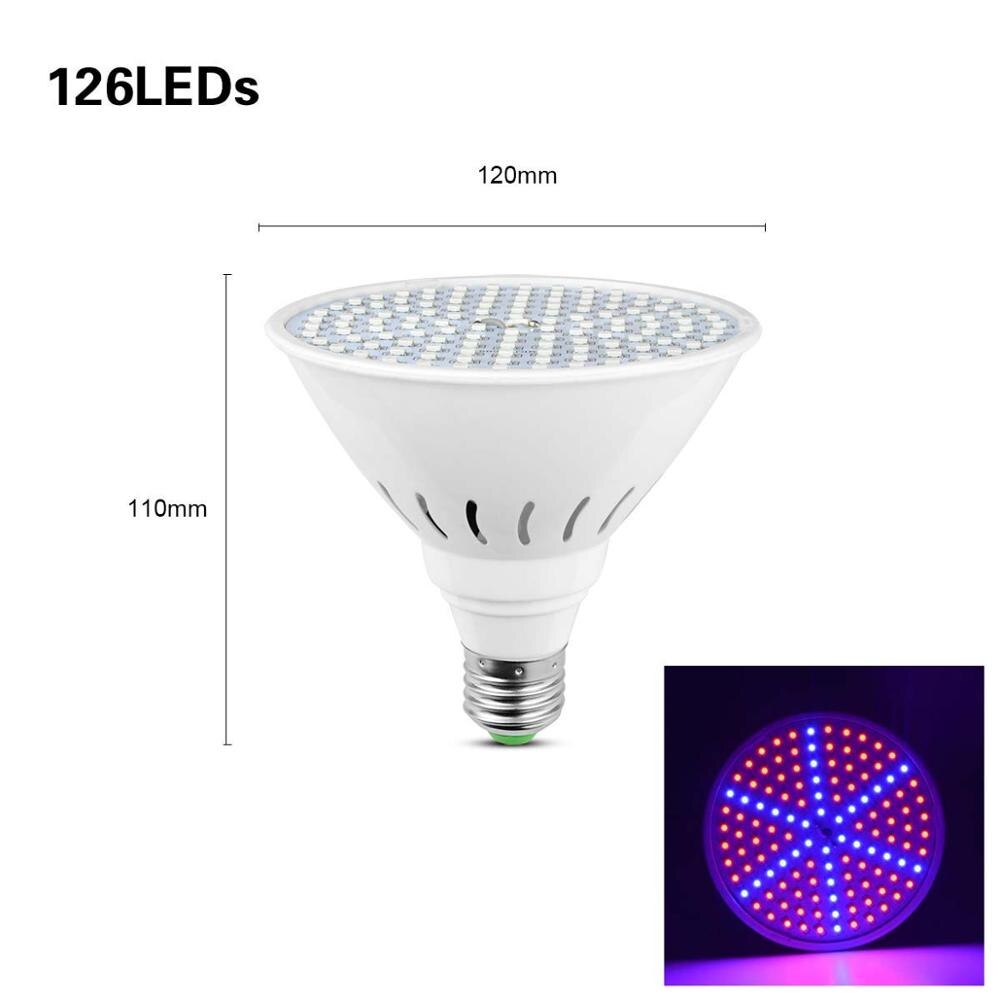 Lámpara LED de cultivo hidropónico para invernadero lámpara LED de 60, 126 y 200 leds para plantas suculentas y flores, Bombilla de AC85V-265V E27 para invernadero de interior: 126 LEDS
