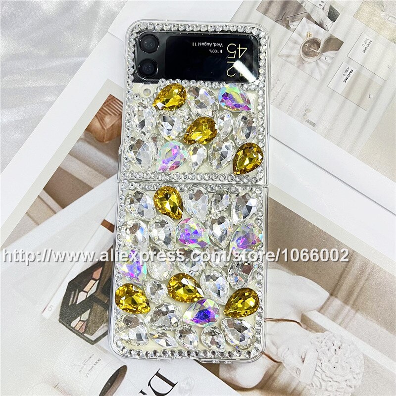 Luxury Gold Sparkle Gems Crystal Bling Hard Cases for Samsung Galaxy Z Flip 3 Flip3 Z Flip 4G/5G/ Diamond Perfume Bottle Cases: for Samsung Z Flip 3 / Gold Punk Full