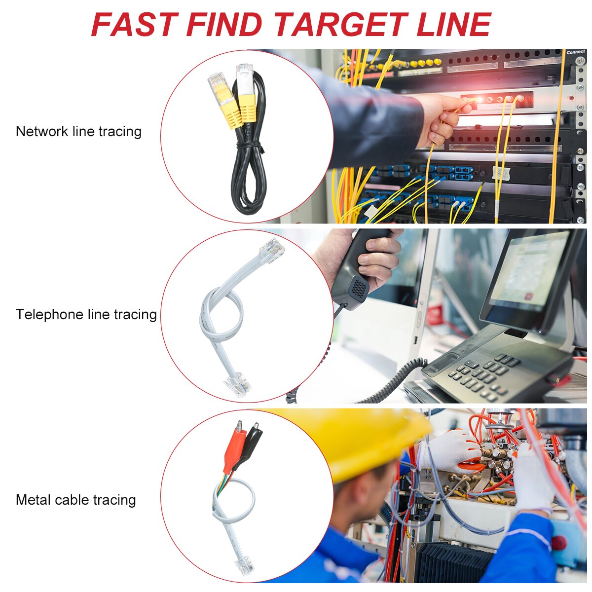 KKmoon Wire Tracker Portable Multifunctional RJ11 RJ45 Cable Tester Telephone & Network Line Finder with Headphone