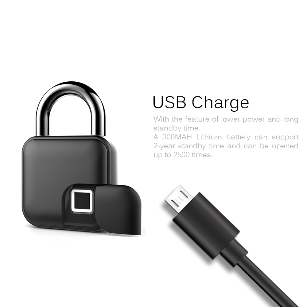 Smart Electronic Fingerprint Lock IP65 Waterproof AntiTheft Security Digital Padlock Bluetooth Door Lock USB charging