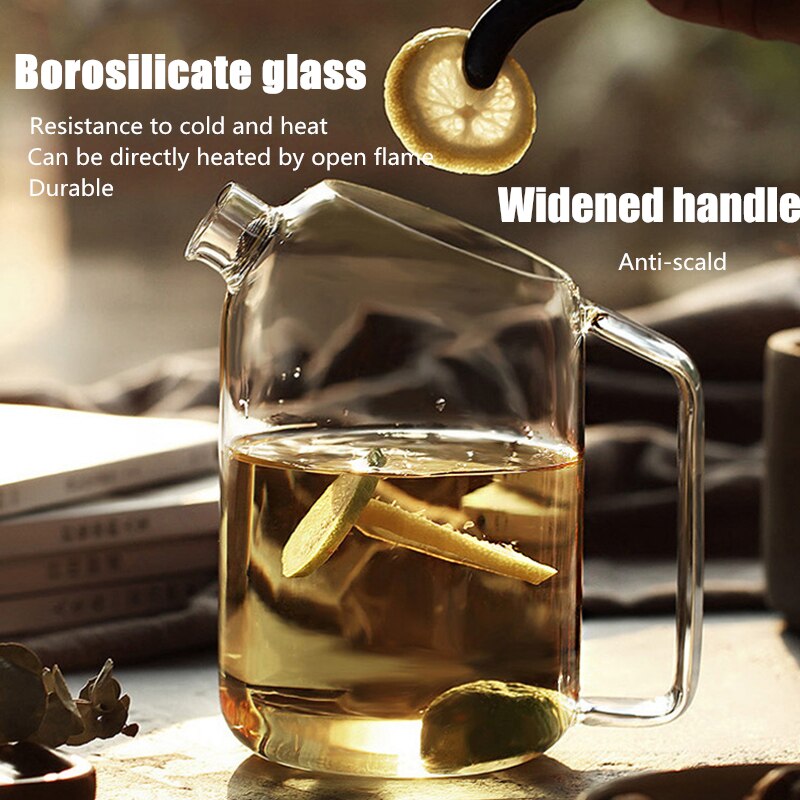 Ymeei glas kork vattenkokare trätäcke blomma tekanna värmebeständig juice kall vattenkokare med korklock kaffekanna
