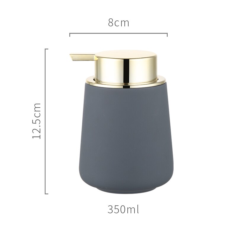 Simple Ceramic Hand Sanitizer Shampoo Bottle 350ml Portable Soap Dispenser 400ml Mouth Cup Golden Squeeze Cover Bath Supplies