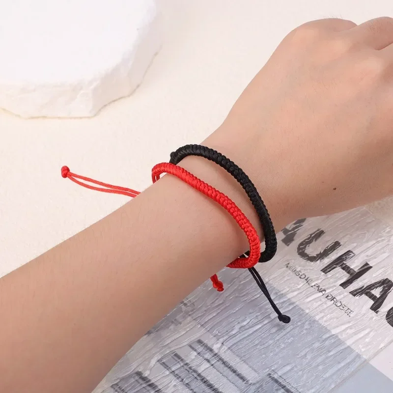 1-30 Uds. Pulseras hechas a mano de color rojo de la suerte para mujeres y hombres, pulseras con nudos de cuerda trenzada ajustable budista tibetano, pulseras de joyería,