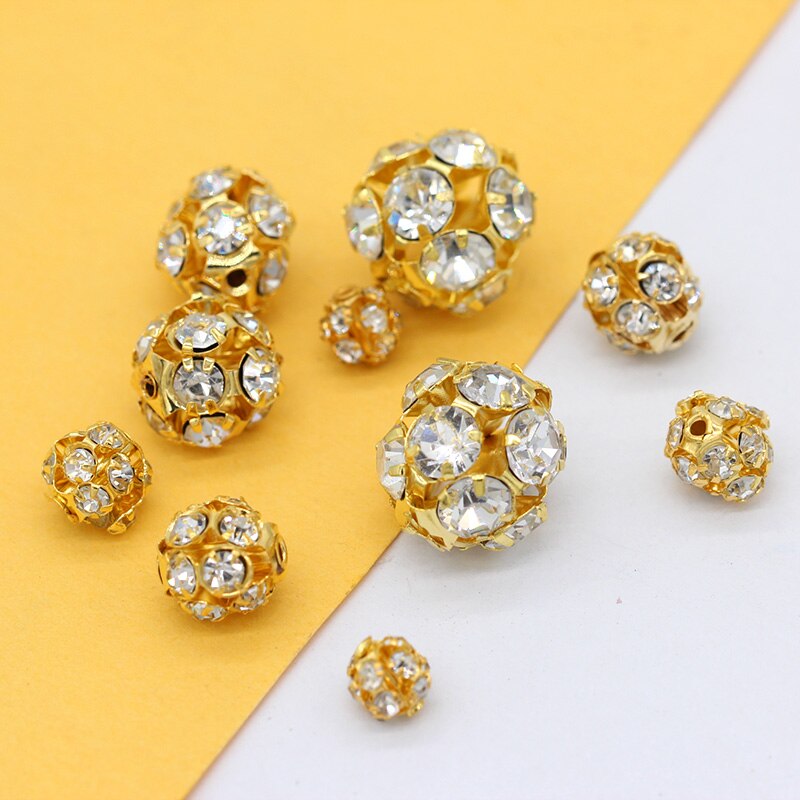 20p 6-16mm forgyldte sølvbelagte metalperler beaded diy smykker fund pave diamanter rund spacer løse perler tilbehør levering
