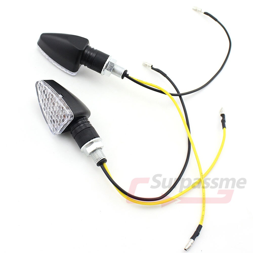 2 uds. LED amarillo Universal para motocicleta, luces de señal de giro, indicadores, lámpara intermitente, accesorios de luz diurna para motocicleta