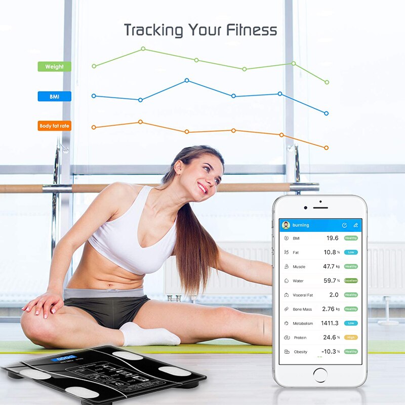 Bathroom Scales Wireless Bluetooth Body Fat Scale Smart Digital Weight Scale Body Composition Analyzer Body Weighing Scale