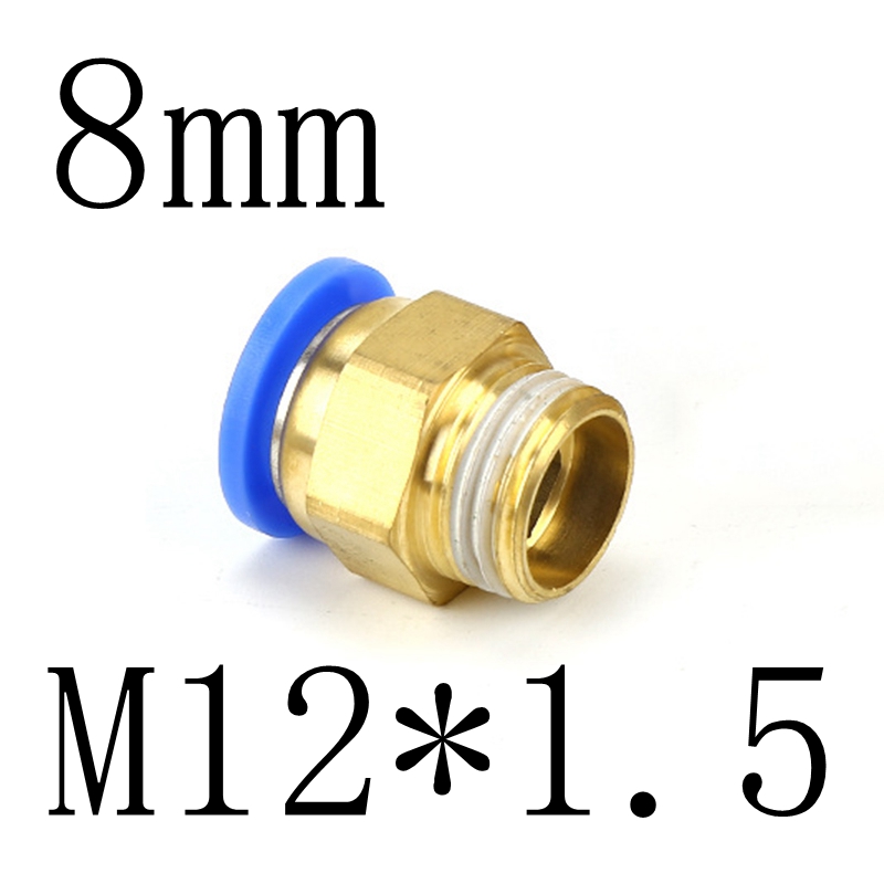 8mm Tube To M5 M6 M8 M10 M12 M14 M16 M20 Male Thread Straight One Touch Air Pneumatic Push In Pipe Fitting Quick Connector: PC8-M12x1.5