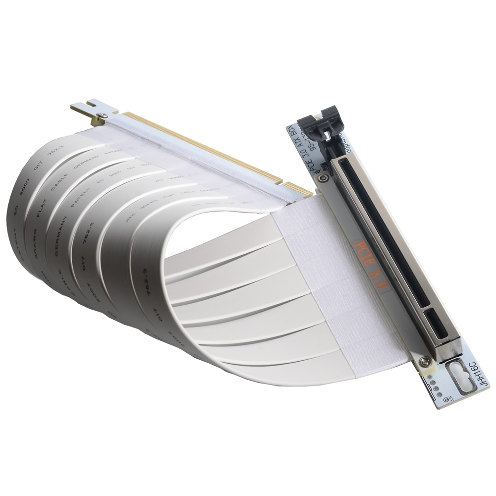 White PCIe Riser Cable, 3.0 x16 PCI Express Riser Extender, 90 Degree GUP Riser Cable for Graphics Card Vertical Mount Updated