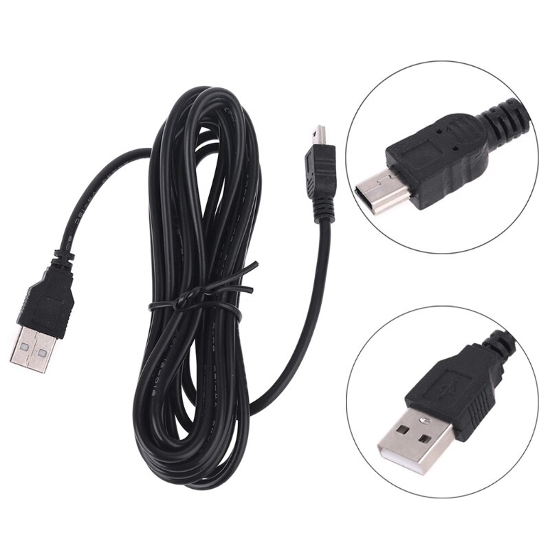 1 pc 3.5m bil kamera dvr strømkabel oplader adapter til dash cam udgang 5v/2a mini micro usb: S