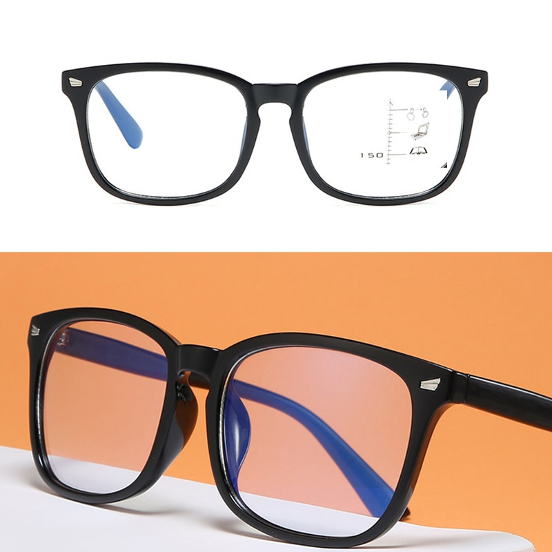 seefly Progressive Multifocal Computer Reading Glasses Blue Light Blocking Large Frame Intelligent See Far And Near Eyeglasses