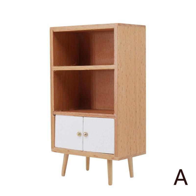 Houten poppenhuis miniatuur boekenkast tijdschrift nep speelgoed plank speel woonkamer rek accessoires poppenhuis meubels  u8 f 3: A