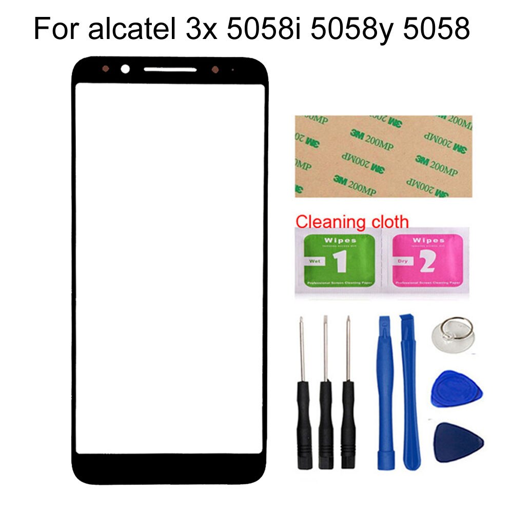 For Alcatel 5052 5058 5060 Front Glass Panel (No Touch Screen) Outer Glass Cover For Alcatel 3 OT5052 3x 5058i V5 5060: 5058 Black Tools