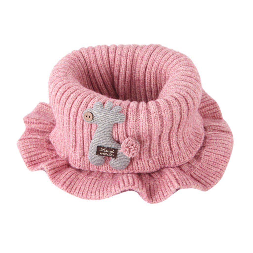 Lace Animal Print Baby Scarves Kids Boys Girls Knitted Neck Scarf Cartoon Warmer Crochet Cowl Collar Circle шарф для мальчика: Pink