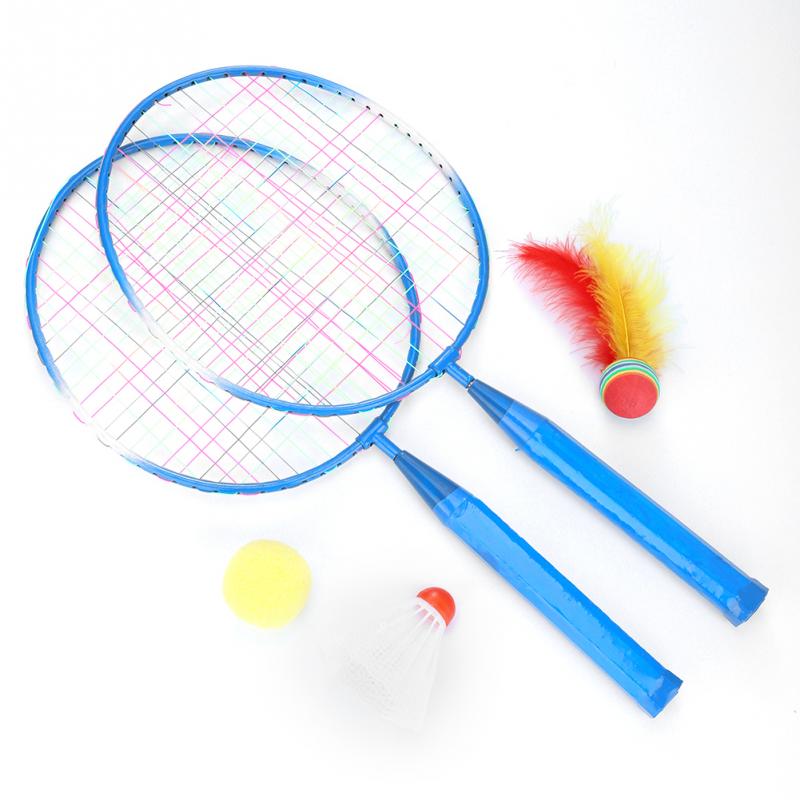 Children Kids Badminton Racket Racquet Shuttlecock Set Alloy Badminton Racket Practice Training Light-weight Racquet with Balls: Blue