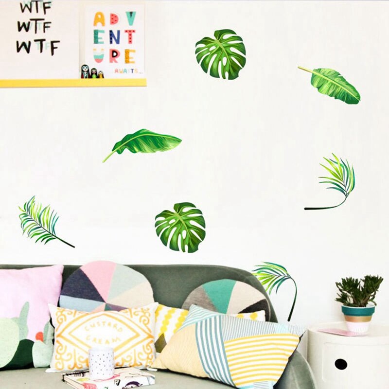 Tropical Rainforest Plant Wall Sticker Green Leaf Wall Stickers Home Children's Room Interior Wall Stickers Decor Supplies