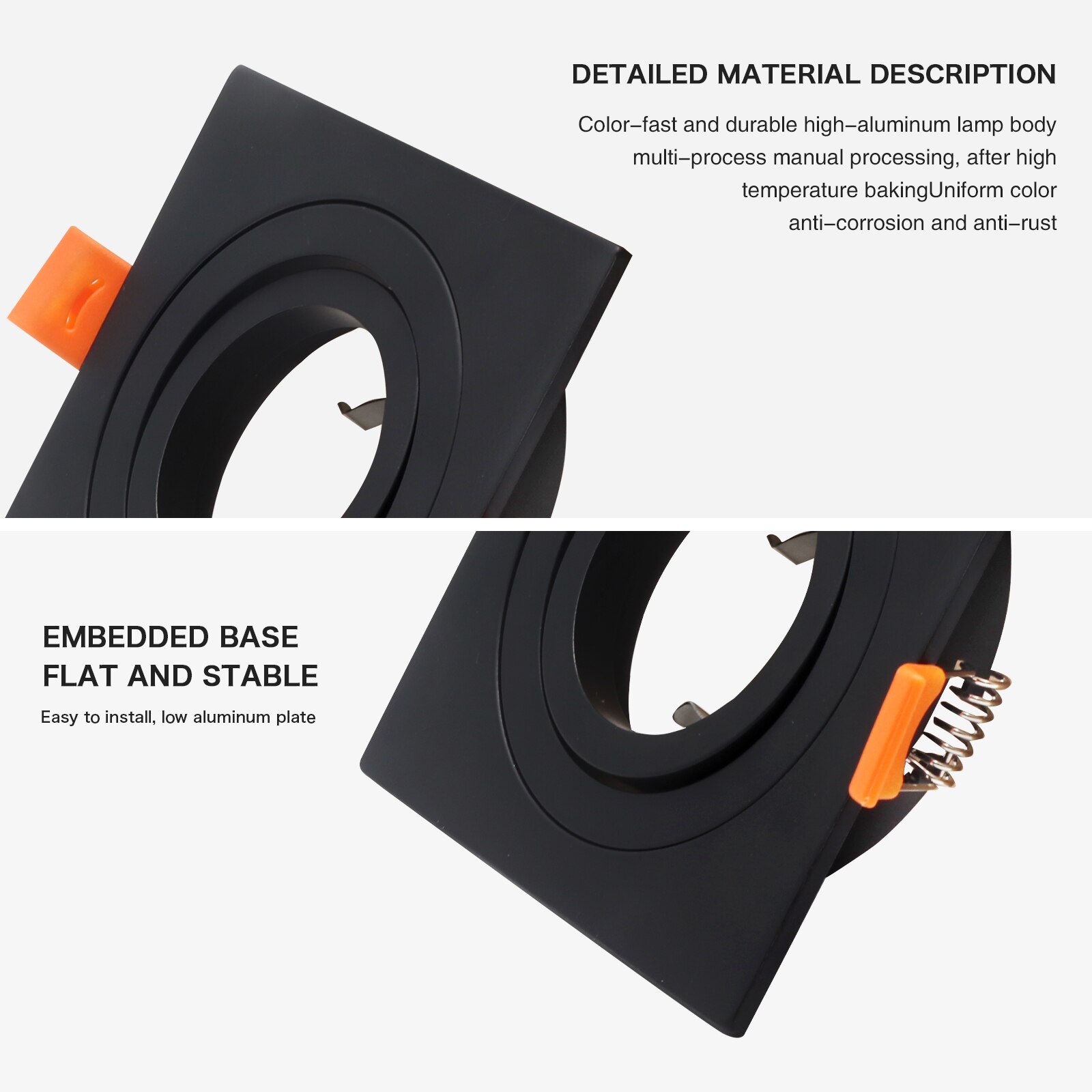 Round Square Recessed Light Spotlight LED Halogen MR16 GU10 Base Ceiling Spot Light White Black Silver Fixture Bulbs Fittings