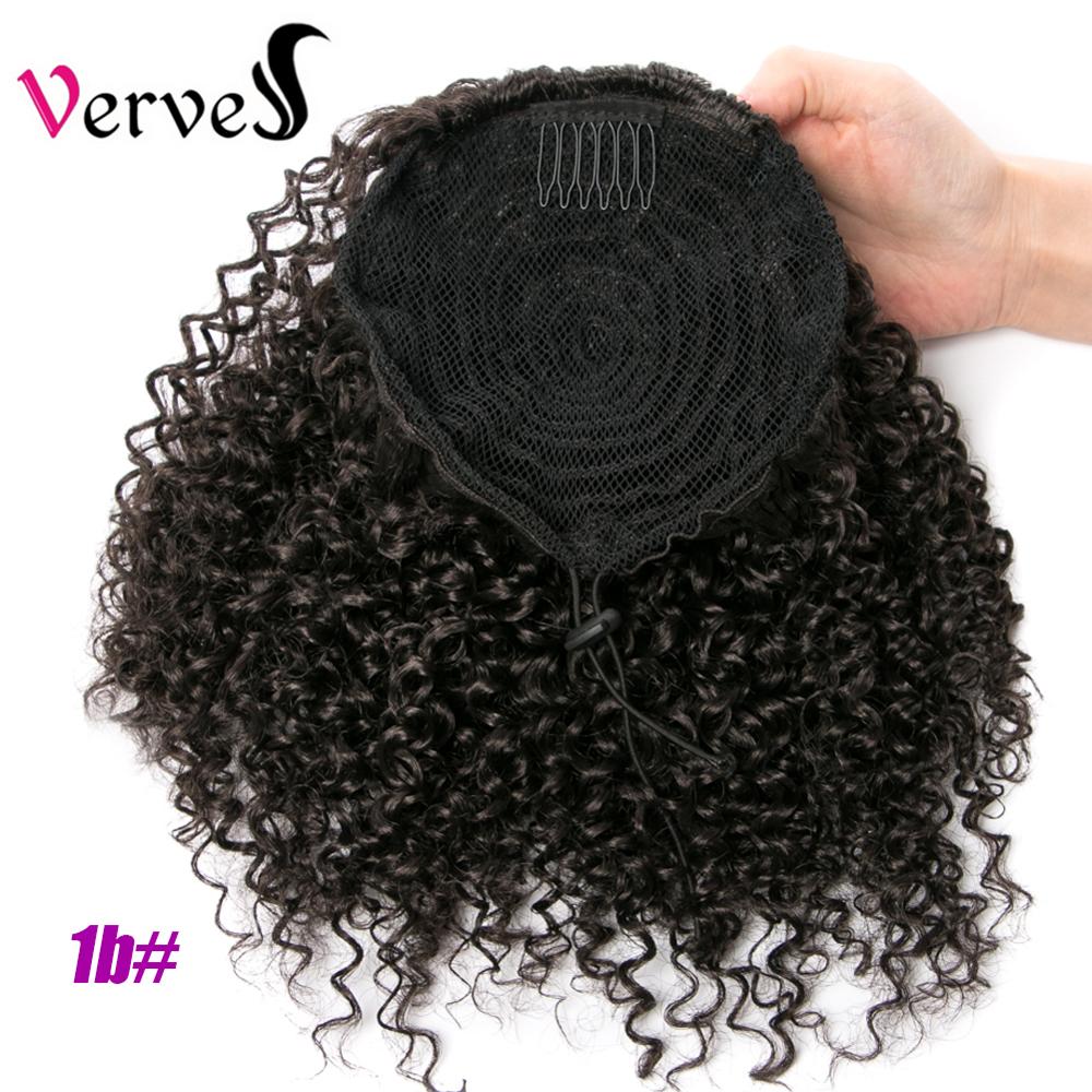 VERVES Lockige Pferdeschwanz Haarteil Mit Gummi 10&#39;&#39; häkeln geflecht Band haar Chignon Synthetische Pferdeschwanz Haar Verlängerung mit Clip-in: Natürliche Farbe / 2 PC
