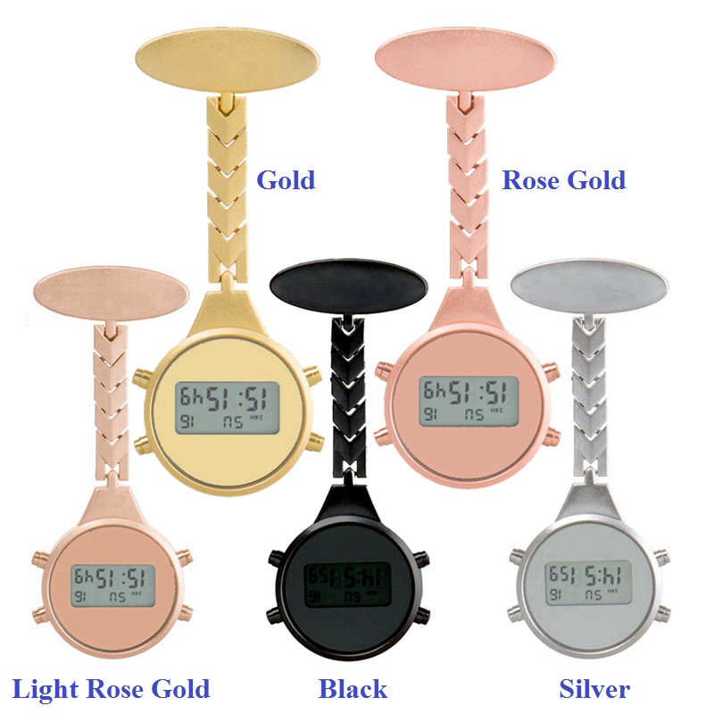 Reloj Digital de bolsillo para hombre y mujer, accesorio de aleación con Pin, ideal para estudiantes, Hospital, para colgar, 10 unids/lote: mixed colours