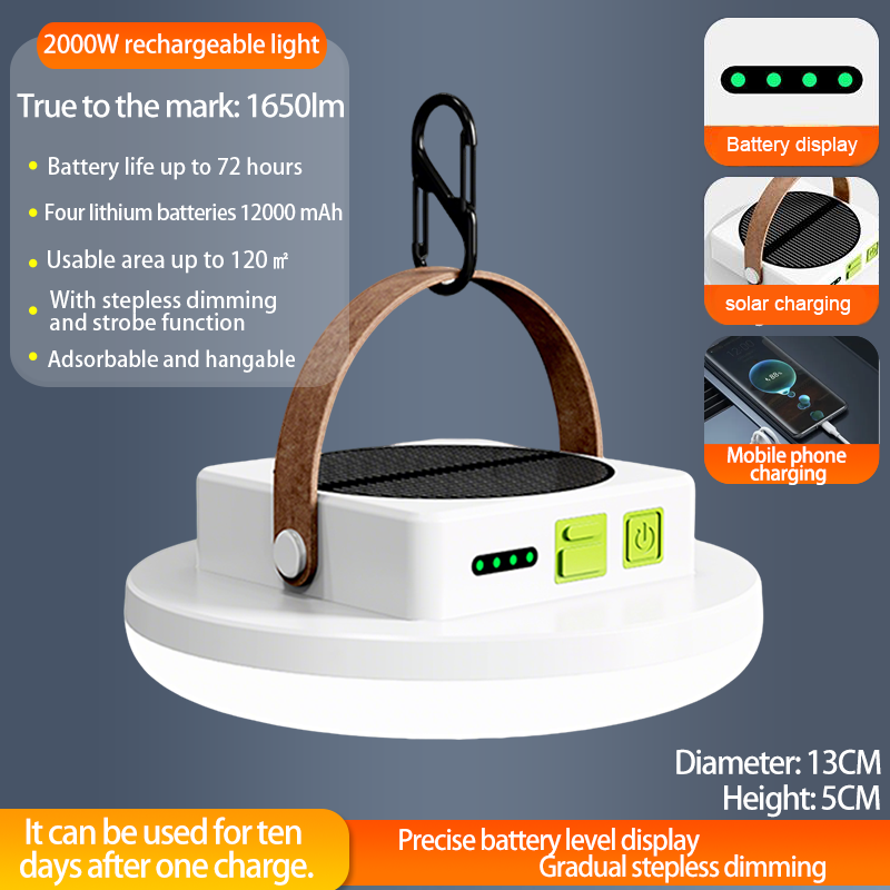 Solar Rechargeable Camping Lantern Portable Camping Lantern Rechargeable LED Camping Lantern for Camping Picnic Fishing Hiking