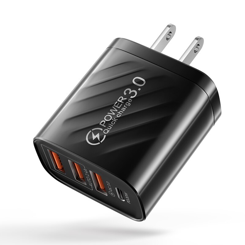 Ładowarka USB 48W szybka ładowarka 4.0 3.0 PD 30W ścienna ładowarka do telefonu iPhone 13 12 11 Xiaomi szybka ładowarka USB typu C: Black US