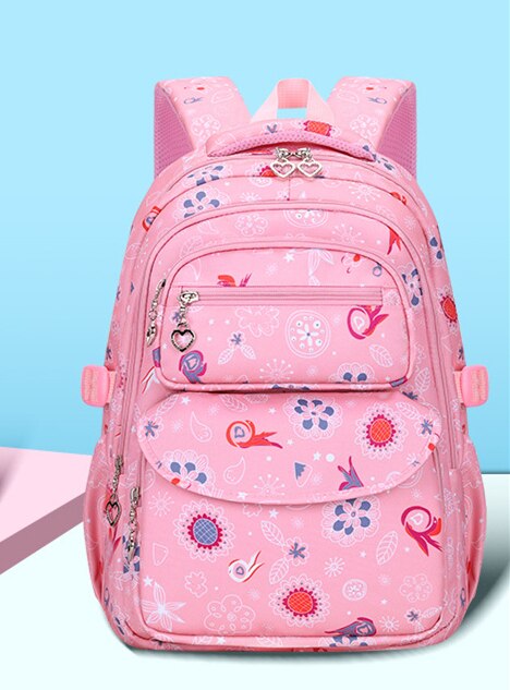 Bloemen Meisje Schooltassen Voor Tieners Meisjes School Rugzakken Kinderen Schooltas Kids Rugzak Kinderen Tas Mochila Escolar: L pink