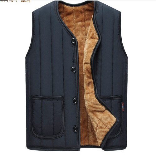Mode mannen Hooded Vesten Winter Warm Mouwloze Jassen Mannen Jassen Solid Casual Vest Mannelijke Vesten: Blauw / XL