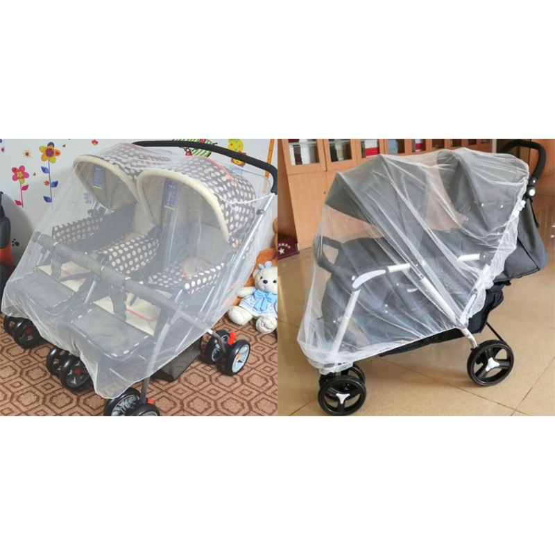 Dubbele Kinderwagen Klamboe Anti-Bug Mesh Hoes Voor Kinderwagen Baby Reisuitrusting
