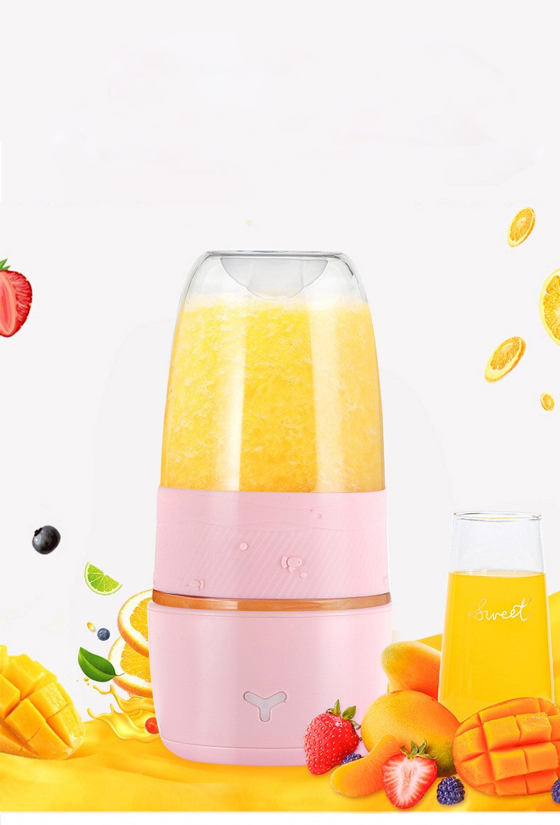 Mini sapcentrifuge oranje machine elektrische draagbare blender smoothie maker sapmixer beker voor persoonlijke keukenmachine fruitpers: Roze