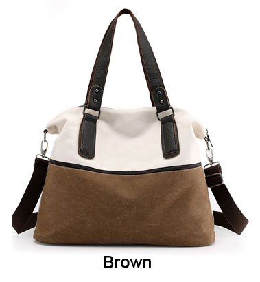 Dames sac à bandoulière Shopper sac à main grands sacs pour femmes sacs décontracté toile messager sac à main Hobo sacs femmes sac femme fourre-tout: Marron