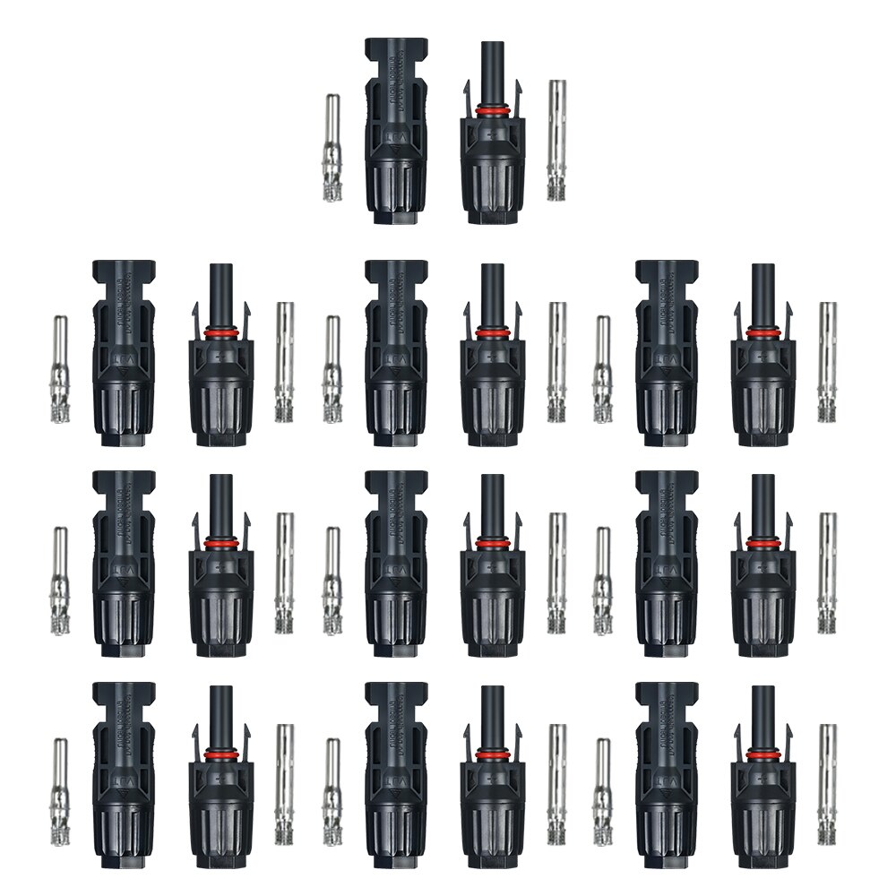 10 20 Pairs Male/Female Solar Panel Cable Connectors with Spanner Assembly Tool for PV System Cable Connectors With Wrench: 10 Pairs No Spanner