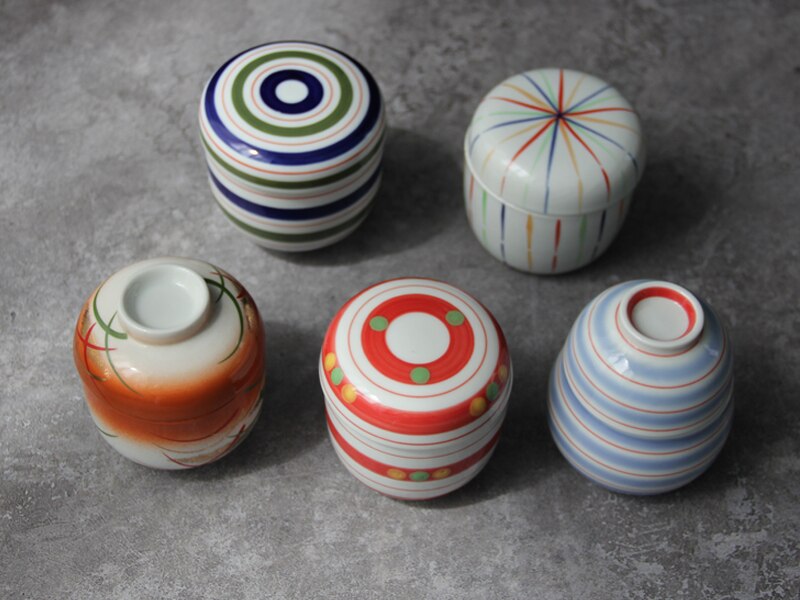 Japanese-style ceramic tableware Japanese-style steamed egg cup hand-painted blue colorful steaming bowl water-in-water