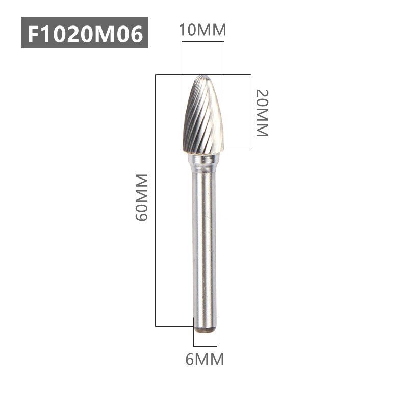 1pc Head Tungsten Carbide Rotary file Tool Drill Milling Carving Bit Tools Point Burr Die Grinder Abrasive Tools: F1020M06