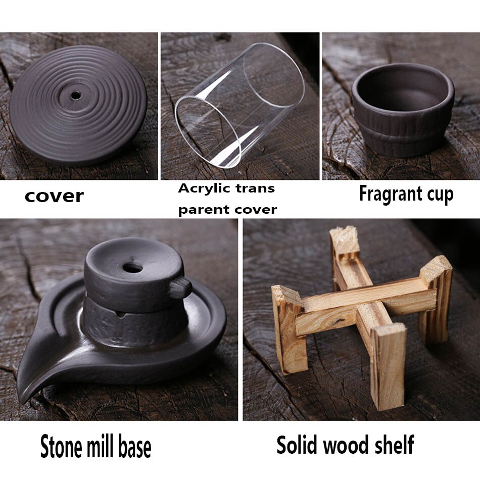Ceramic Smoke Waterfall Incense Burner with Acrylic Windproof Cover Home Zen Indoor Incense Holder Aromatherapy Stove Ornament