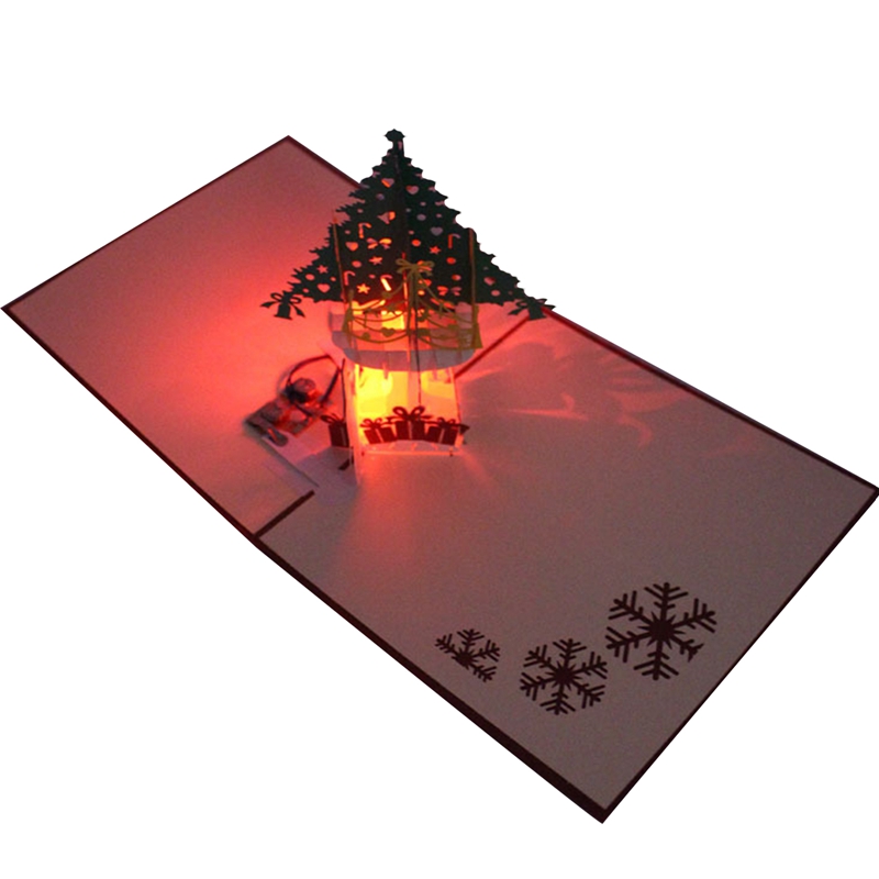 Weihnachten 3D Pop hoch Grußkarten LED Licht Musik Karte Mit Umschlag Postkarten Für Weihnachten Dekoration