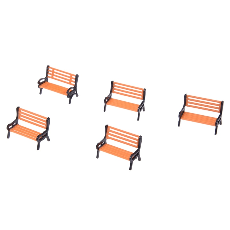 5pcs Plastic Model Park Bench Model Landscape 1:50 w/ Black Arm: Default Title
