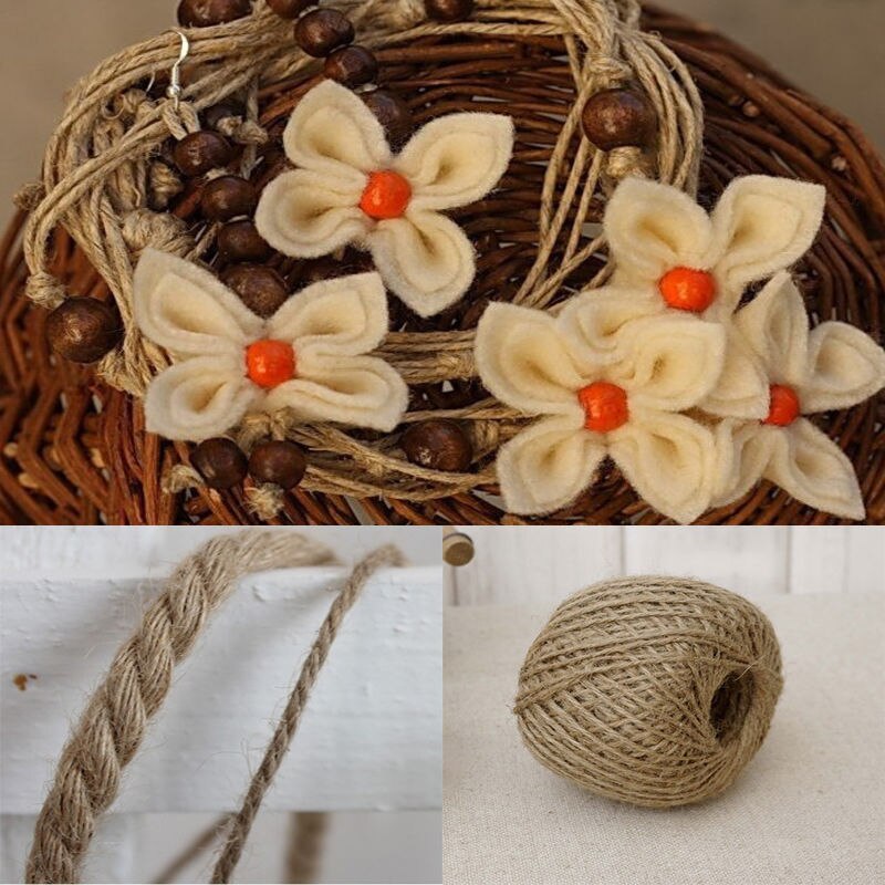 1 rulle 30m naturlig brun jute hamp reb garn snor snor skaft håndværk gør diy