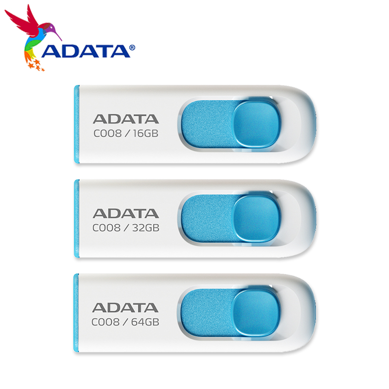 ADATA USB Flash Drive C008 Memory Stick 64GB 32GB 16GB Pen Drive USB2.0 Universele Seriële Bus Pendrive voor Desktop Laptop TV