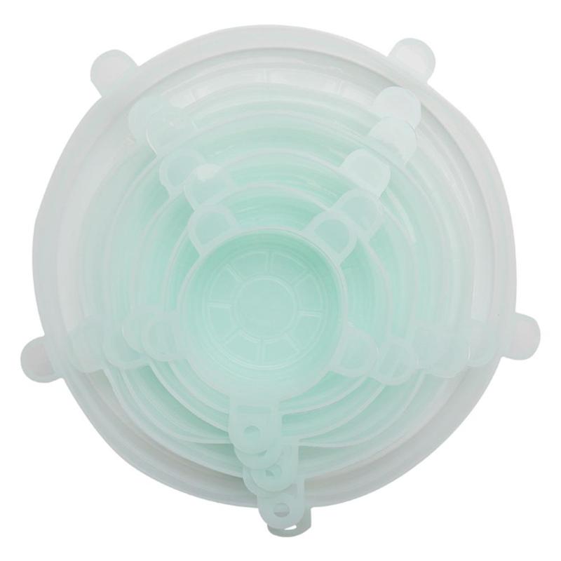 1/6Pcs Reusable Silicone Suction Lid-Bowl Pan Cooking Pot Lid-Silicon Stretch Lids Silicone Cover Pan Spill Lid Stopper Cover: Green