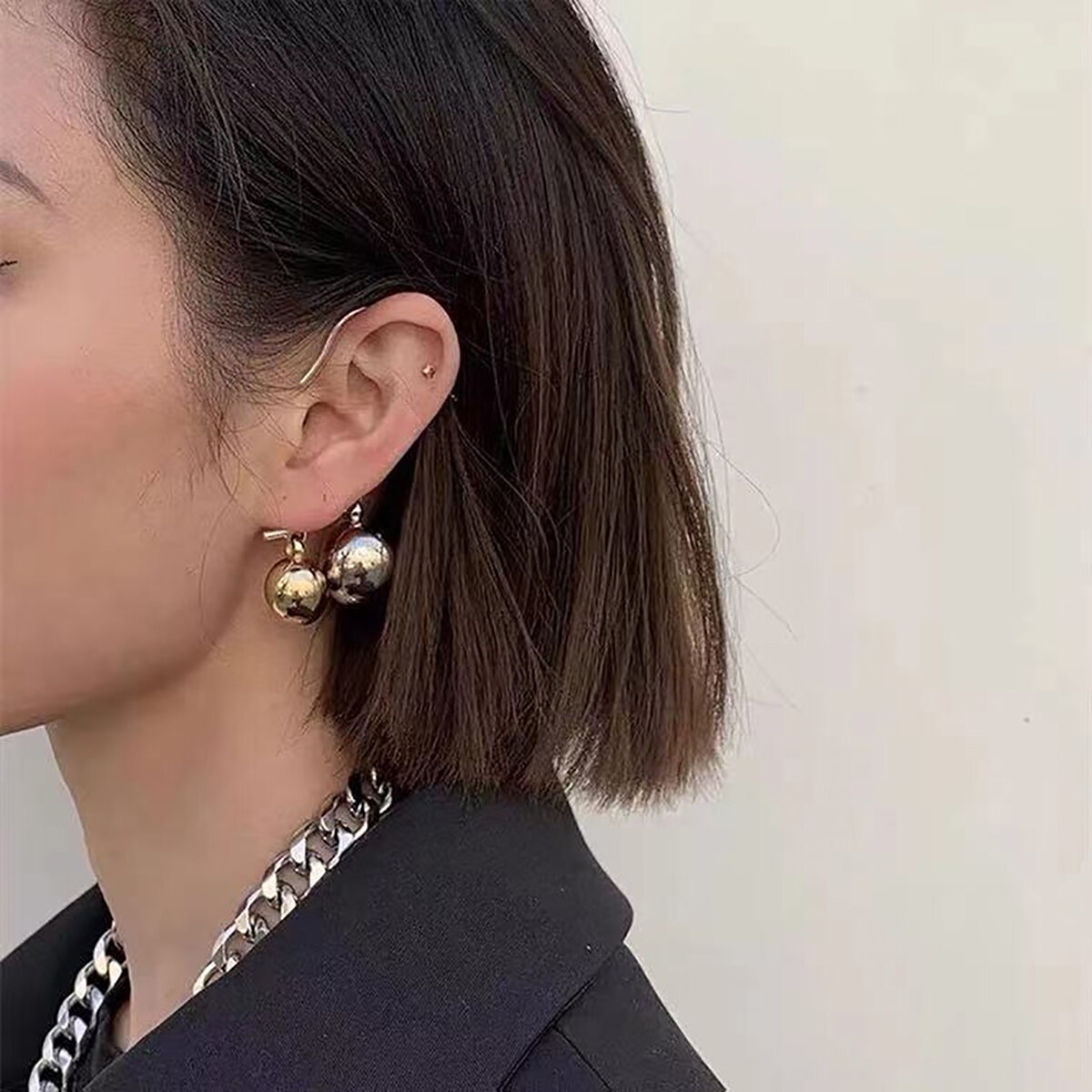 Aensoa Trendy Dubbele Bal Clip Oorbellen Oorhaak Metalen Oor Clips Zonder Doorstoken Oren Sieraden Oorbellen Manchet Vrouwen clips