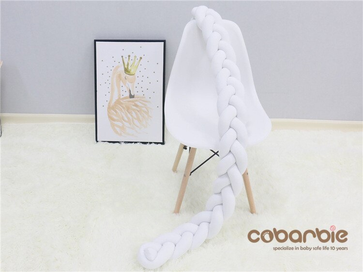 100 Cm Gevlochten Crib Bumpers + Knoop Kussen Kussen, Kwekerij Beddengoed, Cot Kamer Dector: white 100cm