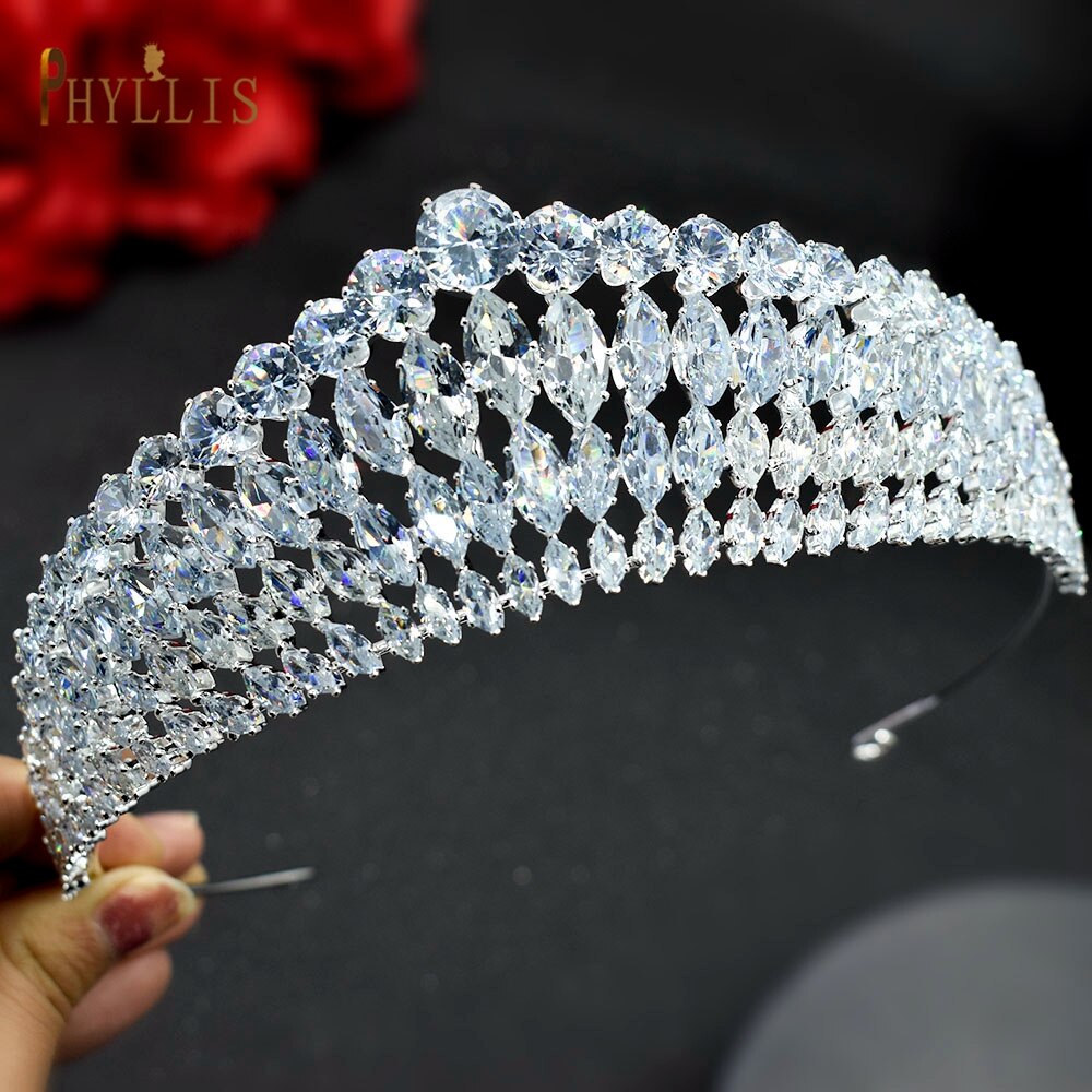 A366 Zirconia Princess Wedding Bridal Tiaras and Crowns Pageant Hair Jewelry Party Headpieces for Women Birthday Crown Headdress